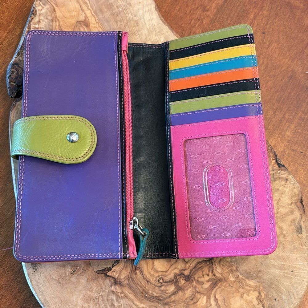 Leather Color Block Wallet - Picture 3 of 8